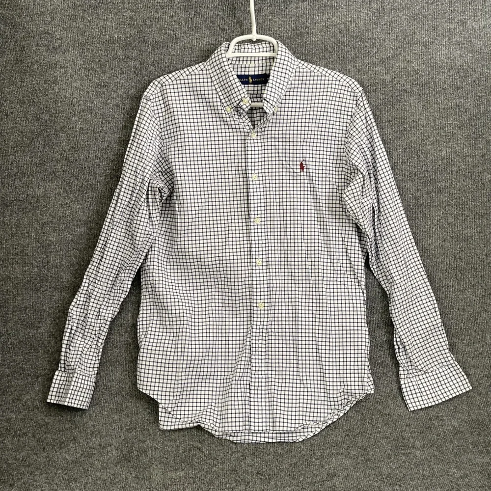Polo Ralph Lauren Shirt Mens Sz M Plaid Long Sleeve Button Blue White Check